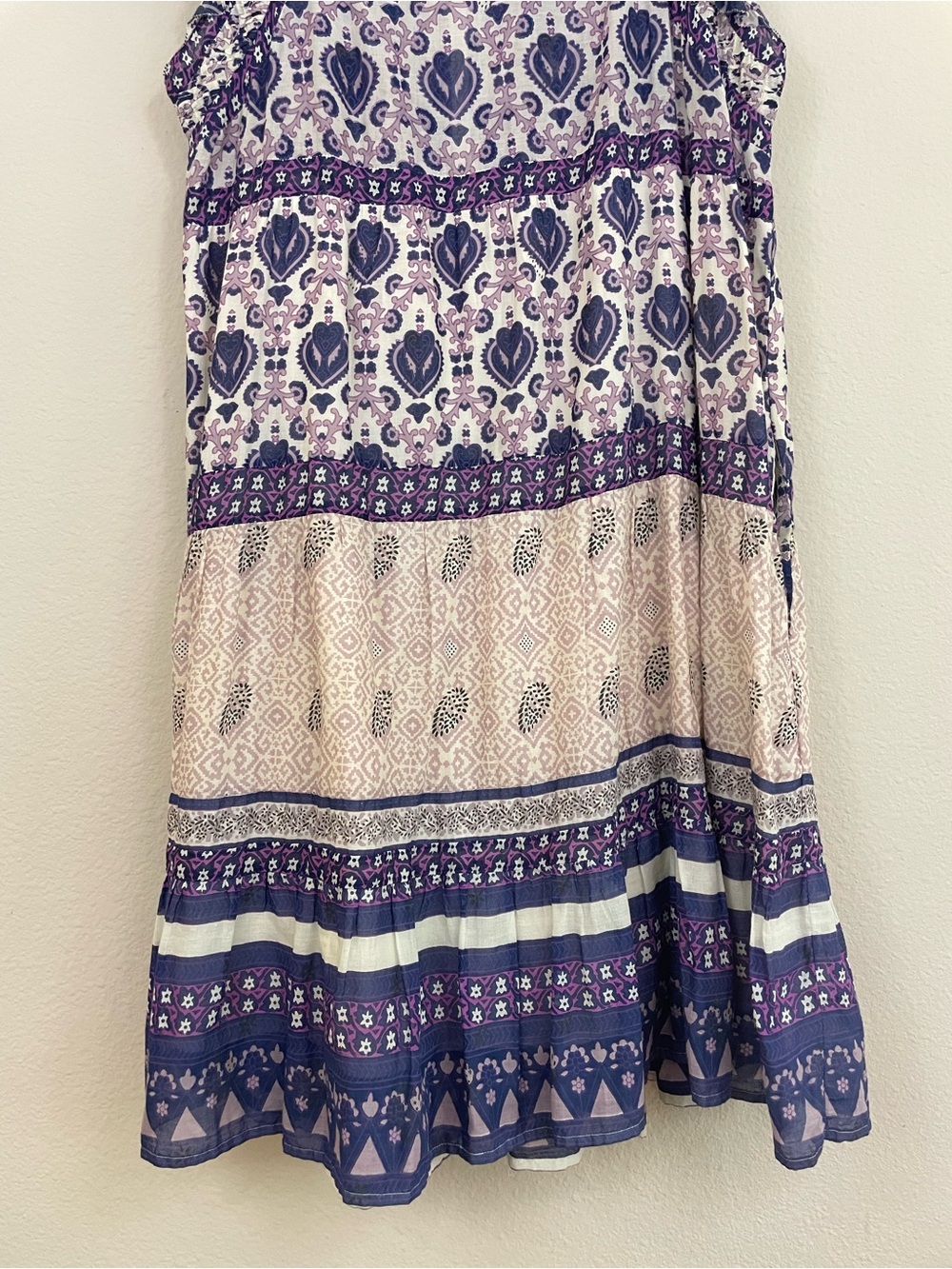 Sea New York Brigitte Border Midi Dress Purple and Cream Boho Tiered Size XL - Picture 5 of 10